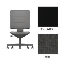 SHIGA シガ  背トリプル 肘なし 昇降脚 布地張り 抵抗付ウレタン双輪キャスター  [座背：オフブラックW / フレームカラー：ブラック]