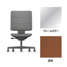 SHIGA シガ  背トリプル 肘なし 昇降脚 布地張り 抵抗付ウレタン双輪キャスター  [座背：アンバーオレンジ / フレームカラー：アルミミラー]