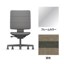 SHIGA シガ  背トリプル 肘なし 昇降脚 布地張り 抵抗付ウレタン双輪キャスター  [座背：ツートーンKQ/ベースカラー：アルミミラー]