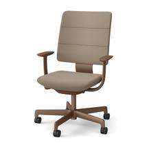 SHIGA シガ  背トリプル 固定肘 昇降脚 布地張り ナイロン双輪キャスター  [座背：サンドベージュ/ベースカラー：チェスナットブラウン]