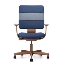 SHIGA シガ  背トリプル 固定肘 昇降脚 布地張り ナイロン双輪キャスター  [座背：ツートーンNA / フレームカラー：チェスナットブラウン]