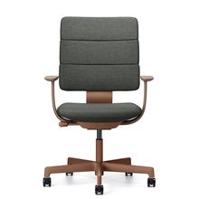 SHIGA シガ  背トリプル 固定肘 昇降脚 布地張り ナイロン双輪キャスター  [座背：アイビーグリーン / フレームカラー：チェスナットブラウン]