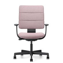 SHIGA シガ  背トリプル 固定肘 昇降脚 布地張り ナイロン双輪キャスター   [ フレームカラー : T1 / サテンブラック | 背座 :P3 / アッシュピンク ]