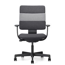 SHIGA シガ  背トリプル 固定肘 昇降脚 布地張り ナイロン双輪キャスター   [ フレームカラー : T1 / サテンブラック | 背座 :WC / ツートーンWC ]