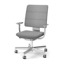 SHIGA シガ  背トリプル 固定肘 昇降脚 布地張り ナイロン双輪キャスター  [座背：グレーC/ベースカラー：アルミミラー]