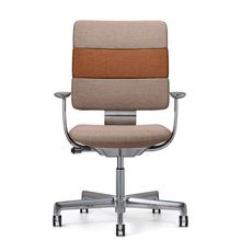 SHIGA シガ  背トリプル 固定肘 昇降脚 布地張り ナイロン双輪キャスター  [座背：ツートーンKD / フレームカラー：アルミミラー]