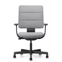 SHIGA シガ  背トリプル 固定肘 昇降脚 布地張り 抵抗付ウレタン双輪キャスター  [座背：グレーC / フレームカラー：ブラック]