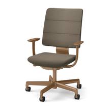 SHIGA シガ  背トリプル 固定肘 昇降脚 布地張り 抵抗付ウレタン双輪キャスター  [座背：270（Hallingdal65） / フレームカラー：グロスキャメルブラウン]