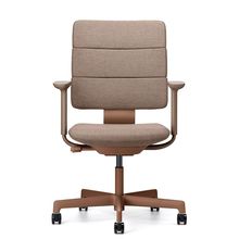 SHIGA シガ  背トリプル 可動肘 昇降脚 布地張り ナイロン双輪キャスター  [座背：サンドベージュ / フレームカラー：チェスナットブラウン]