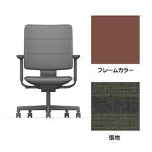 SHIGA シガ  背トリプル 可動肘 昇降脚 布地張り ナイロン双輪キャスター  [座背：ツートーンQW/ベースカラー：チェスナットブラウン]