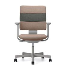 SHIGA シガ  背トリプル 可動肘 昇降脚 布地張り ナイロン双輪キャスター   [ フレームカラー : L4 / サテンペールオリーブ | 背座 :KQ / ツートーンKQ ]