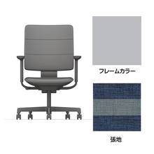 SHIGA シガ  背トリプル 可動肘 昇降脚 布地張り ナイロン双輪キャスター  [座背：ツートーンNA/ベースカラー：ペールオリーブ]