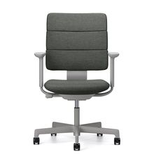 SHIGA シガ  背トリプル 可動肘 昇降脚 布地張り ナイロン双輪キャスター  [座背：アイビーグリーン / フレームカラー：ペールオリーブ]