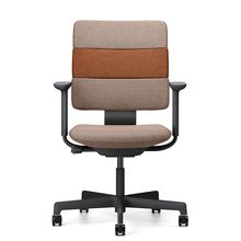 SHIGA シガ  背トリプル 可動肘 昇降脚 布地張り ナイロン双輪キャスター  [座背：ツートーンKD / フレームカラー：ブラック]