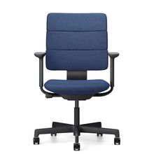 SHIGA シガ  背トリプル 可動肘 昇降脚 布地張り ナイロン双輪キャスター  [座背：ディープブルー / フレームカラー：ブラック]