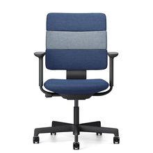 SHIGA シガ  背トリプル 可動肘 昇降脚 布地張り ナイロン双輪キャスター  [座背：ツートーンNA / フレームカラー：ブラック]