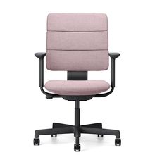 SHIGA シガ  背トリプル 可動肘 昇降脚 布地張り ナイロン双輪キャスター  [座背：アッシュピンク / フレームカラー：ブラック]