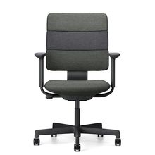 SHIGA シガ  背トリプル 可動肘 昇降脚 布地張り ナイロン双輪キャスター  [座背：ツートーンQW / フレームカラー：ブラック]