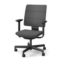 SHIGA シガ  背トリプル 可動肘 昇降脚 布地張り ナイロン双輪キャスター  [座背：オフブラックW / フレームカラー：ブラック]