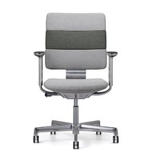 SHIGA シガ  背トリプル 可動肘 昇降脚 布地張り ナイロン双輪キャスター  [座背：ツートーンCQ / フレームカラー：アルミミラー]