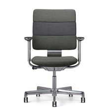 SHIGA シガ  背トリプル 可動肘 昇降脚 布地張り ナイロン双輪キャスター  [座背：ツートーンQW / フレームカラー：アルミミラー]