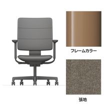 SHIGA シガ  背トリプル 可動肘 昇降脚 布地張り ナイロン双輪キャスター  [座背：270（Hallingdal65）/ベースカラー：グロスキャメルブラウン]