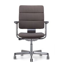 SHIGA シガ  背トリプル 可動肘 昇降脚 布地張り ナイロン双輪キャスター  [座背：376（Steelcut Trio 3）/ベースカラー：アルミミラー]