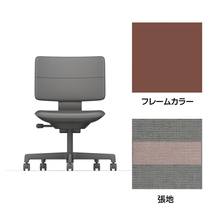 SHIGA シガ  背ダブル 肘なし 昇降脚 布地張り ナイロン双輪キャスター  [座背：ツートーンCP/ベースカラー：チェスナットブラウン]