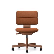 SHIGA シガ  背ダブル 肘なし 昇降脚 布地張り ナイロン双輪キャスター  [座背：アンバーオレンジ / フレームカラー：チェスナットブラウン]