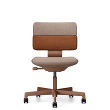 SHIGA シガ  背ダブル 肘なし 昇降脚 布地張り ナイロン双輪キャスター  [座背：ツートーンKD / フレームカラー：チェスナットブラウン]