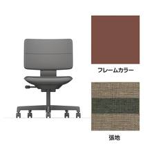 SHIGA シガ  背ダブル 肘なし 昇降脚 布地張り ナイロン双輪キャスター  [座背：ツートーンKQ / フレームカラー：チェスナットブラウン]