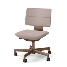 SHIGA シガ  背ダブル 肘なし 昇降脚 布地張り ナイロン双輪キャスター  [座背：アッシュピンク/ベースカラー：チェスナットブラウン]