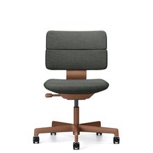 SHIGA シガ  背ダブル 肘なし 昇降脚 布地張り ナイロン双輪キャスター  [座背：アイビーグリーン / フレームカラー：チェスナットブラウン]