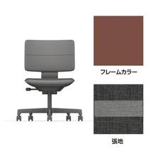 SHIGA シガ  背ダブル 肘なし 昇降脚 布地張り ナイロン双輪キャスター  [座背：ツートーンWC / フレームカラー：チェスナットブラウン]