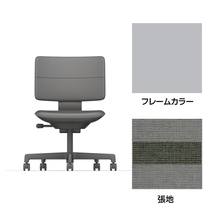 SHIGA シガ  背ダブル 肘なし 昇降脚 布地張り ナイロン双輪キャスター  [座背：ツートーンCQ / フレームカラー：ペールオリーブ]