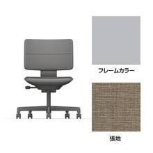 SHIGA シガ  背ダブル 肘なし 昇降脚 布地張り ナイロン双輪キャスター  [座背：サンドベージュ / フレームカラー：ペールオリーブ]