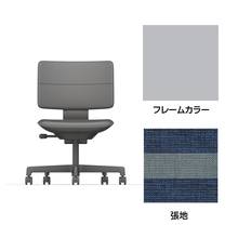 SHIGA シガ  背ダブル 肘なし 昇降脚 布地張り ナイロン双輪キャスター  [座背：ツートーンNA / フレームカラー：ペールオリーブ]