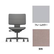 SHIGA シガ  背ダブル 肘なし 昇降脚 布地張り ナイロン双輪キャスター  [座背：アッシュピンク / フレームカラー：ペールオリーブ]