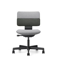 SHIGA シガ  背ダブル 肘なし 昇降脚 布地張り ナイロン双輪キャスター  [座背：ツートーンCQ / フレームカラー：ブラック]