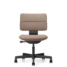 SHIGA シガ  背ダブル 肘なし 昇降脚 布地張り ナイロン双輪キャスター   [ フレームカラー : T1 / サテンブラック | 背座 :K4 / サンドベージュ ]