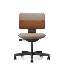 SHIGA シガ  背ダブル 肘なし 昇降脚 布地張り ナイロン双輪キャスター   [ フレームカラー : T1 / サテンブラック | 背座 :KD / ツートーンKD ]