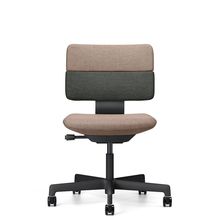 SHIGA シガ  背ダブル 肘なし 昇降脚 布地張り ナイロン双輪キャスター  [座背：ツートーンKQ / フレームカラー：ブラック]