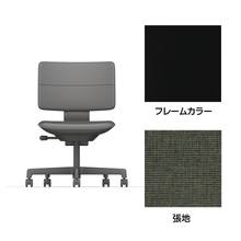 SHIGA シガ  背ダブル 肘なし 昇降脚 布地張り ナイロン双輪キャスター  [座背：アイビーグリーン / フレームカラー：ブラック]