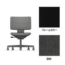 SHIGA シガ  背ダブル 肘なし 昇降脚 布地張り ナイロン双輪キャスター  [座背：オフブラックW/ベースカラー：ブラック]