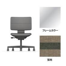 SHIGA シガ  背ダブル 肘なし 昇降脚 布地張り ナイロン双輪キャスター  [座背：ツートーンKQ/ベースカラー：アルミミラー]