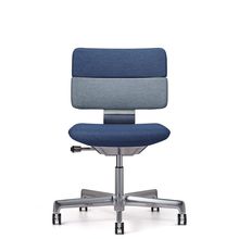 SHIGA シガ  背ダブル 肘なし 昇降脚 布地張り ナイロン双輪キャスター   [ フレームカラー : Z9 / アルミミラー | 背座 :NA / ツートーンNA ]