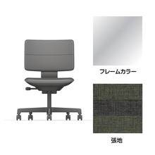 SHIGA シガ  背ダブル 肘なし 昇降脚 布地張り ナイロン双輪キャスター  [座背：ツートーンQW/ベースカラー：アルミミラー]