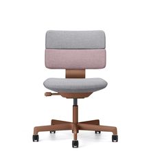 SHIGA シガ  背ダブル 肘なし 昇降脚 布地張り 抵抗付ウレタン双輪キャスター  [座背：ツートーンCP / フレームカラー：チェスナットブラウン]