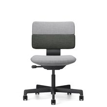 SHIGA シガ  背ダブル 肘なし 昇降脚 布地張り 抵抗付ウレタン双輪キャスター  [座背：ツートーンCQ / フレームカラー：ブラック]