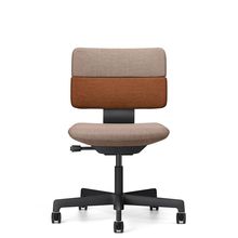 SHIGA シガ  背ダブル 肘なし 昇降脚 布地張り 抵抗付ウレタン双輪キャスター  [座背：ツートーンKD / フレームカラー：ブラック]